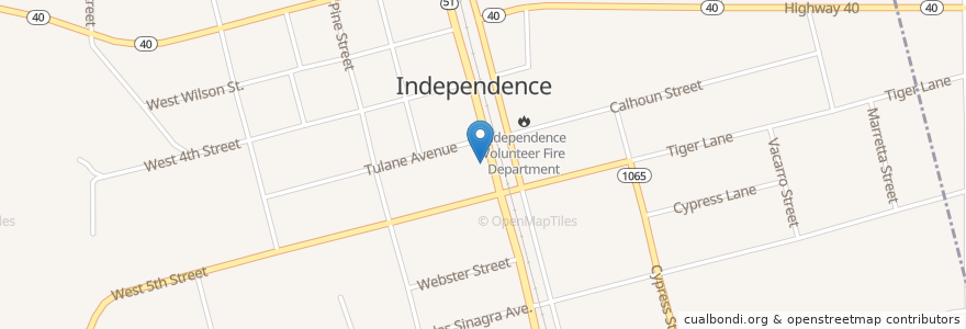 Mapa de ubicacion de Independence Fire Department en United States, Louisiana, Tangipahoa Parish, Independence.