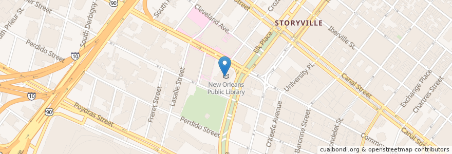Mapa de ubicacion de New Orleans Public Library en 미국, 루이지애나, Orleans Parish, New Orleans.