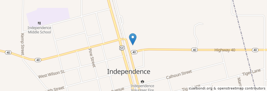 Mapa de ubicacion de Independence Police Department en 美利坚合众国/美利堅合眾國, 路易斯安那州, Tangipahoa Parish, Independence.
