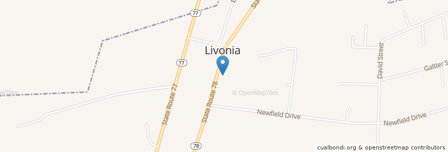 Mapa de ubicacion de Livonia Police Department en United States, Louisiana, Pointe Coupee Parish, Livonia.