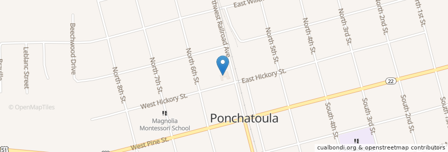 Mapa de ubicacion de Ponchatoula City Hall en 美利坚合众国/美利堅合眾國, 路易斯安那州, Tangipahoa Parish, Ponchatoula.