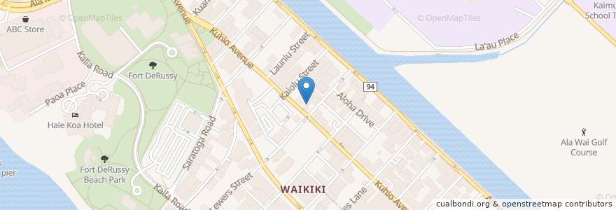 Mapa de ubicacion de Bacchus Waikiki en 美利坚合众国/美利堅合眾國, United States Of America (Middle Hawai'ian Islands Territorial Waters), 夏威夷州, Honolulu, 檀香山市县.