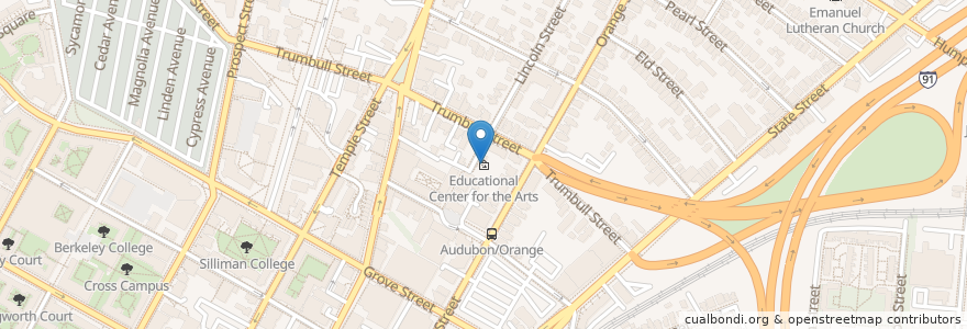 Mapa de ubicacion de Educational Center for the Arts en Stati Uniti D'America, Connecticut, New Haven County, New Haven.