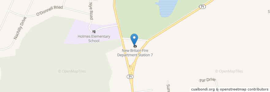 Mapa de ubicacion de New Britain Fire Department Station 7 en アメリカ合衆国, コネチカット州, Hartford County, New Britain.