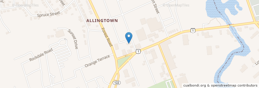 Mapa de ubicacion de Allingtown Fire Department Headquarters en Amerika Syarikat, Connecticut, New Haven County, West Haven.