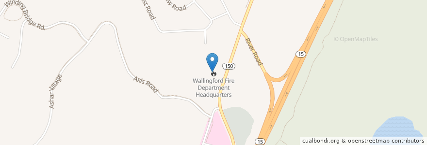 Mapa de ubicacion de Wallingford Fire Department Headquarters en アメリカ合衆国, コネチカット州, New Haven County.