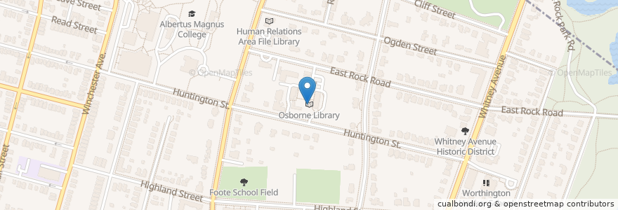 Mapa de ubicacion de Osborne Library en ایالات متحده آمریکا, Connecticut, New Haven County, New Haven.