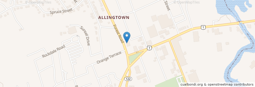Mapa de ubicacion de Piantino Library en アメリカ合衆国, コネチカット州, New Haven County, West Haven.