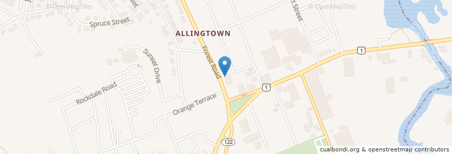 Mapa de ubicacion de Allington Public Library en Vereinigte Staaten Von Amerika, Connecticut, New Haven County, West Haven.