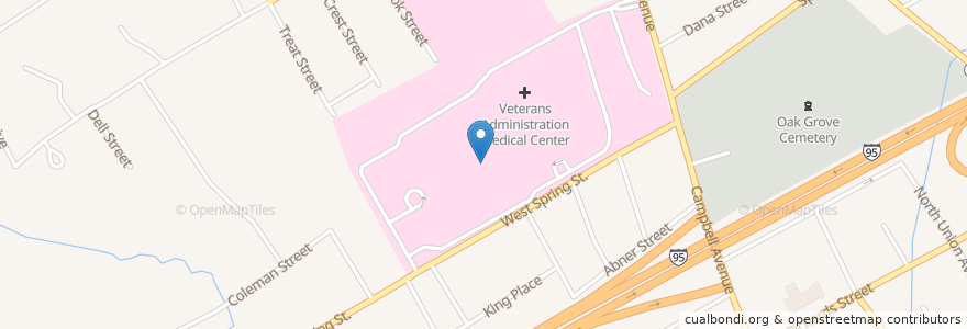 Mapa de ubicacion de Department of Veterans Affairs Medical Center Library en United States, Connecticut, New Haven County, West Haven.
