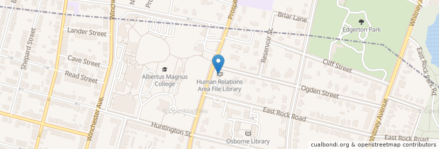 Mapa de ubicacion de Human Relations Area File Library en アメリカ合衆国, コネチカット州, New Haven County.