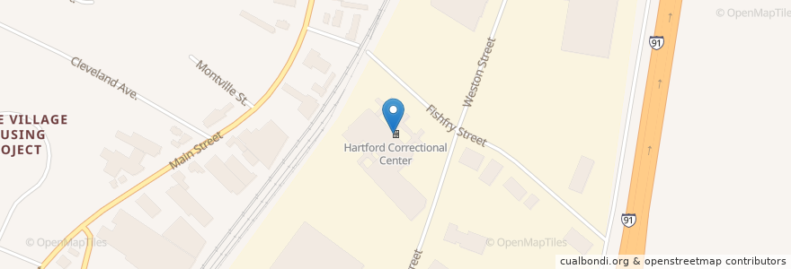 Mapa de ubicacion de Hartford Correctional Center en ایالات متحده آمریکا, Connecticut, Hartford County, Hartford.