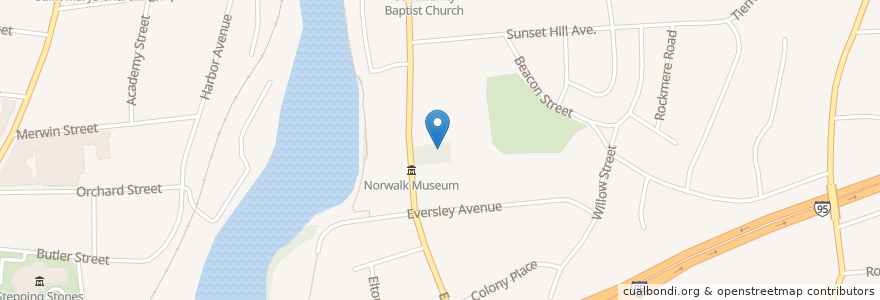 Mapa de ubicacion de Norwalk Museum;Norwalk Museum Historical Reference Library en 미국, 코네티컷, Fairfield County, Norwalk.