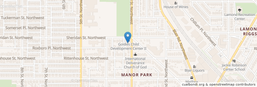 Mapa de ubicacion de Goldies Child Development Center en 美利坚合众国/美利堅合眾國, 华盛顿哥伦比亚特区/華盛頓特區哥倫比亞特區, 华盛顿/蓽盛頓.