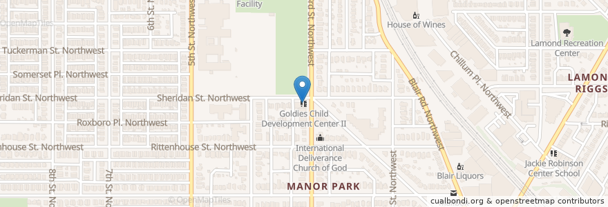 Mapa de ubicacion de Goldies Child Development Center II en アメリカ合衆国, ワシントンD.C., Washington.