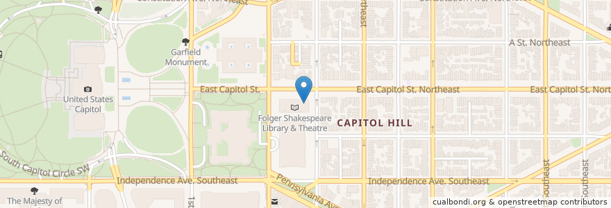Mapa de ubicacion de Folger Theatre en Estados Unidos Da América, Washington, D.C., Washington.