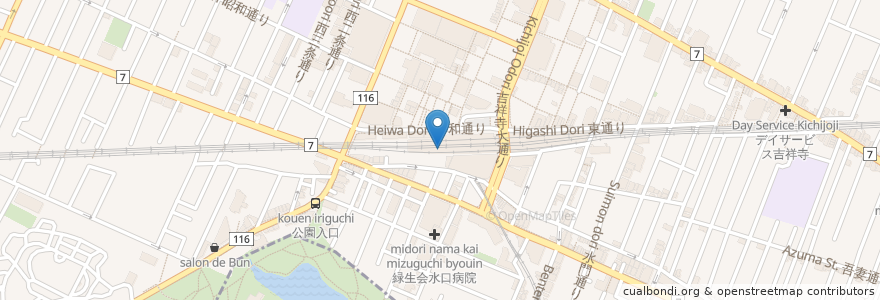 Mapa de ubicacion de Rose Bakery en Japón, Tokio, Musashino.