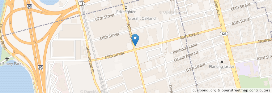 Mapa de ubicacion de Los Moles en Amerika Birleşik Devletleri, Kaliforniya, Alameda İlçesi, Berkeley, Emeryville.