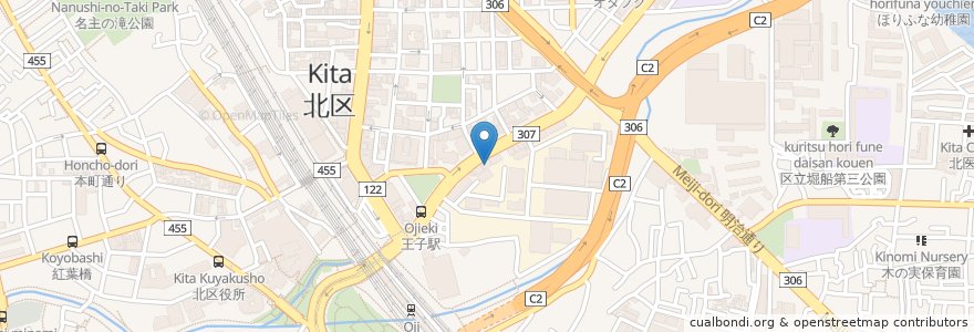 Mapa de ubicacion de 吉野家 en Japan, 東京都, 北区.
