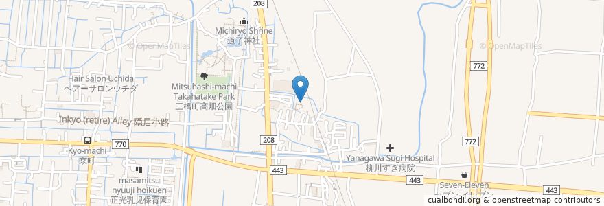 Mapa de ubicacion de 地福寺 en Japan, 福岡県, 柳川市.