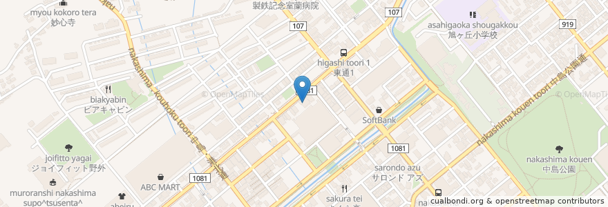 Mapa de ubicacion de 室蘭信用金庫 en Jepun, 北海道, 胆振総合振興局, 室蘭市.