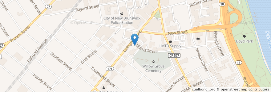 Mapa de ubicacion de New Brunswick Art Center en Vereinigte Staaten Von Amerika, New Jersey, Middlesex County, New Brunswick.