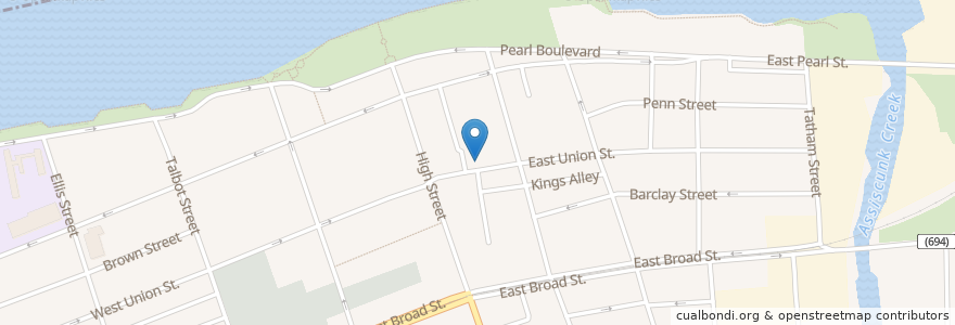 Mapa de ubicacion de Brickwall en アメリカ合衆国, ニュージャージー州, Burlington County, Burlington City.