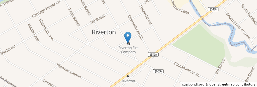 Mapa de ubicacion de Riverton Fire Company en ایالات متحده آمریکا, نیوجرسی, Burlington County, Riverton.