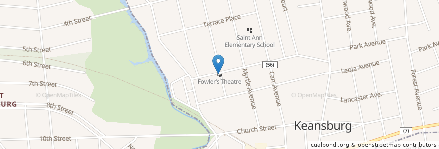 Mapa de ubicacion de Fowler's Theatre en Estados Unidos De América, Nueva Jersey, Monmouth County, Keansburg.