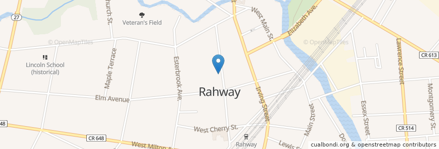 Mapa de ubicacion de Rahway City Hall en الولايات المتّحدة الأمريكيّة, نيو جيرسي, Union County, Rahway.