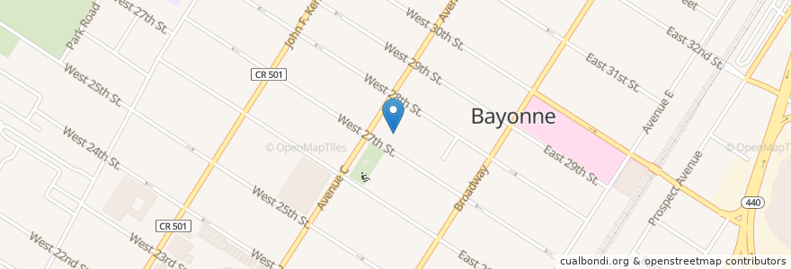 Mapa de ubicacion de Bayonne City Hall en Vereinigte Staaten Von Amerika, New Jersey, Hudson County, Bayonne.
