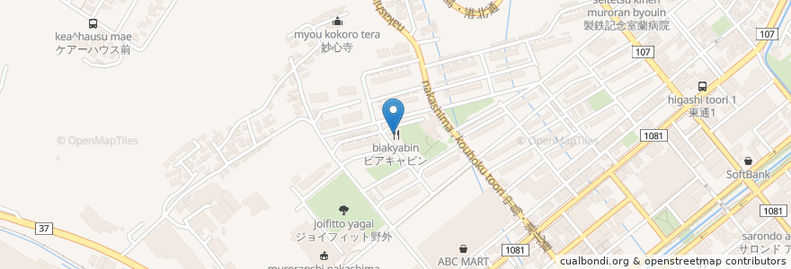 Mapa de ubicacion de ビアキャビン en اليابان, محافظة هوكايدو, 胆振総合振興局, 室蘭市.