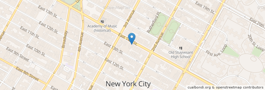 Mapa de ubicacion de The Belfry en Соединённые Штаты Америки, Нью-Йорк, Нью-Йорк, Округ Нью-Йорк, Manhattan Community Board 3, Манхэттен.