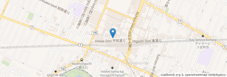 Mapa de ubicacion de ハモニカキッチン en Япония, Токио, Мусасино.