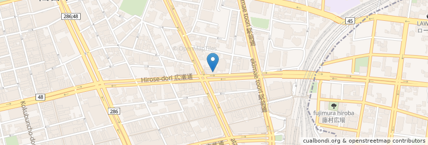 Mapa de ubicacion de ひろせ通り薬局 en Japan, Miyagi Prefecture, Sendai, Aoba Ward.