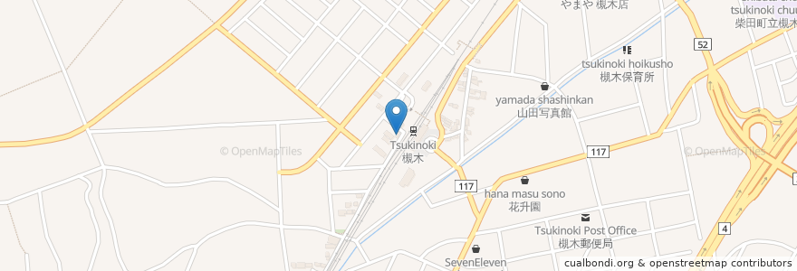 Mapa de ubicacion de つきのき駅西薬局 en 日本, 宮城県, 柴田郡, 柴田町.