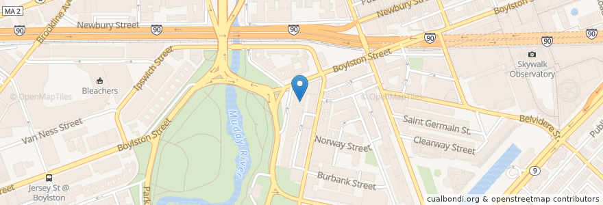 Mapa de ubicacion de Boston Conservatory of Music en Estados Unidos De América, Massachusetts, Suffolk County, Boston.