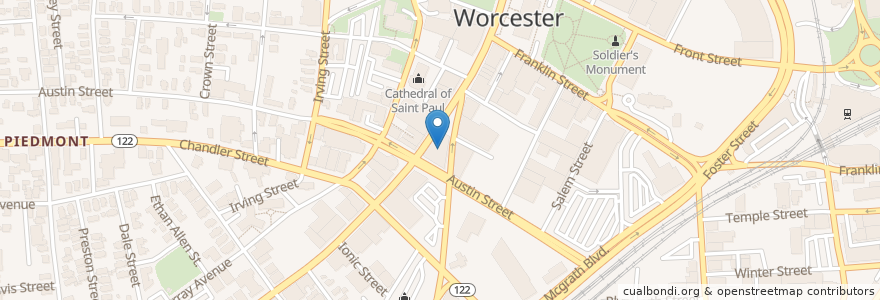 Mapa de ubicacion de Federal Courthouse en États-Unis D'Amérique, Massachusetts, Worcester County, Worcester.