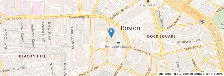 Mapa de ubicacion de Suffolk County Courthouse en Stati Uniti D'America, Massachusetts, Suffolk County, Boston.