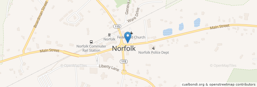 Mapa de ubicacion de Norfolk Town Fire Department en Соединённые Штаты Америки, Массачусетс, Norfolk County, Norfolk.