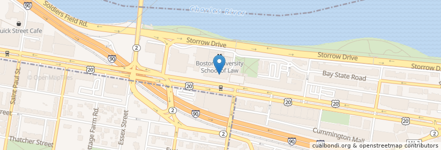Mapa de ubicacion de Boston University School of Theology Library en Amerika Syarikat, Massachusetts, Suffolk County, Boston.