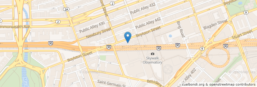 Mapa de ubicacion de John B Hayes Auditorium en Amerika Birleşik Devletleri, Massachusetts, Suffolk County, Boston.