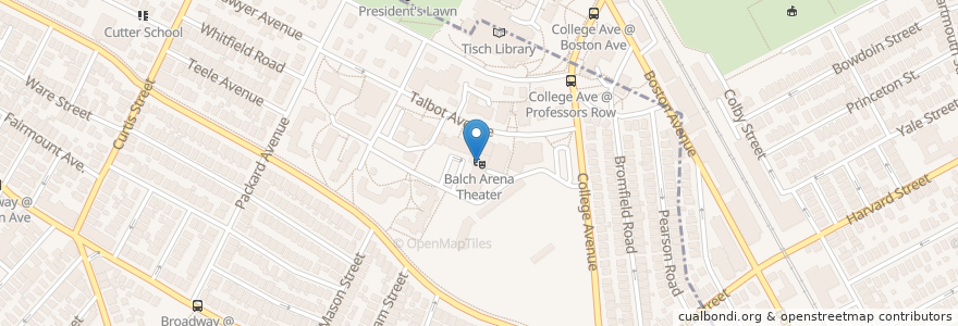Mapa de ubicacion de Balch Arena Theater en Vereinigte Staaten Von Amerika, Massachusetts, Middlesex County, Somerville.