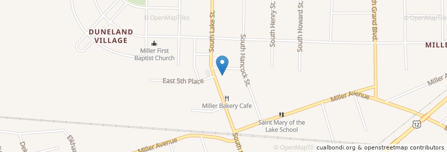 Mapa de ubicacion de Ora L Wildermuth Branch Gary Public Library en ایالات متحده آمریکا, ایندیانا, Lake County, Gary.