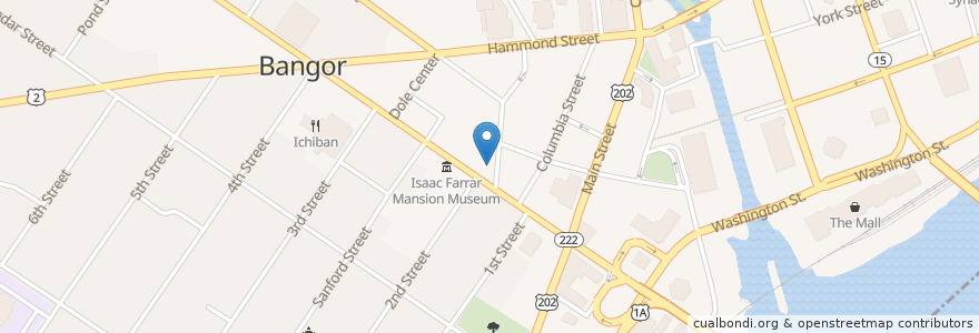 Mapa de ubicacion de Bangor Historical Society Library en United States, Canada, Maine, Penobscot County, Bangor.