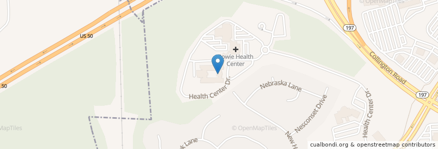 Mapa de ubicacion de Larkin Chase Center en Amerika Syarikat, Maryland, Prince George's County, Bowie.