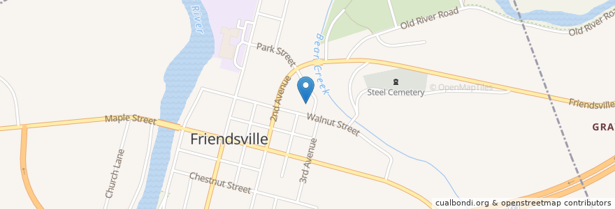Mapa de ubicacion de Friendsville Volunteer Fire Department en Estados Unidos De América, Maryland, Garrett County, Friendsville.