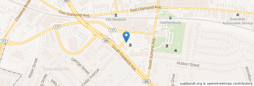 Mapa de ubicacion de Gaithersburg Police Station en Stati Uniti D'America, Maryland, Montgomery County, Gaithersburg.