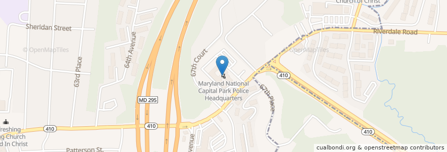 Mapa de ubicacion de Maryland National Capital Park Police Headquarters en アメリカ合衆国, メリーランド州, Prince George's County, East Riverdale.
