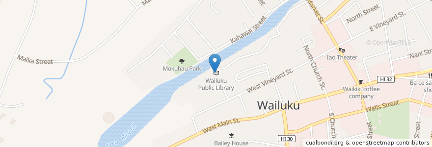 Mapa de ubicacion de Wailuku Public Library en الولايات المتّحدة الأمريكيّة, United States Of America (Middle Hawai'ian Islands Territorial Waters), هاواي, Maui County.
